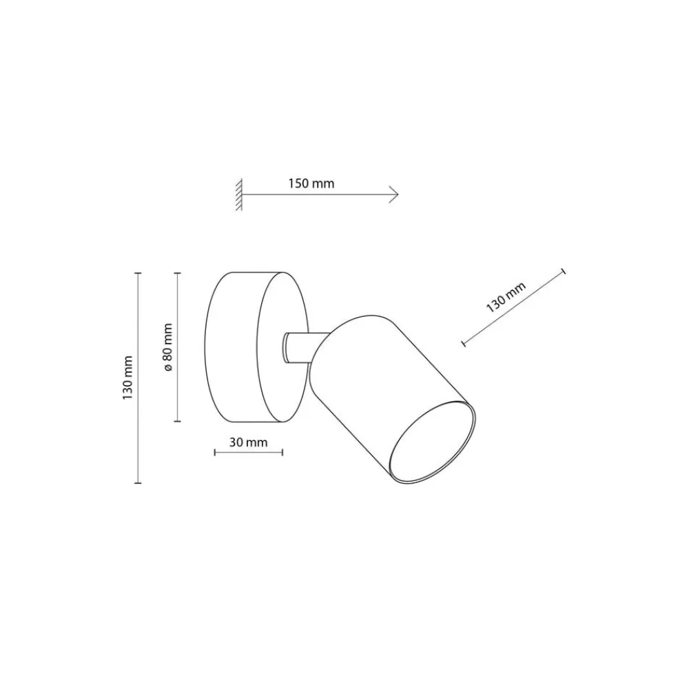 Spotlights ^ TK Lighting Vægspot Livia, grå, 13 cm, metal, justerbar, GU10