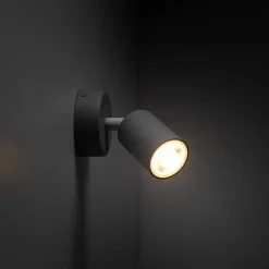 Spotlights ^ TK Lighting Vægspot Livia, grå, 13 cm, metal, justerbar, GU10