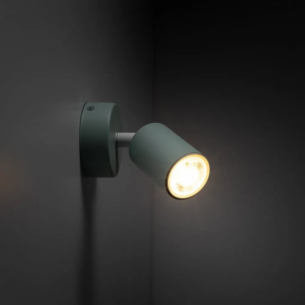 Væglamper ^ TK Lighting Vægspot Livia, grøn, 13 cm, metal, justerbar, GU10