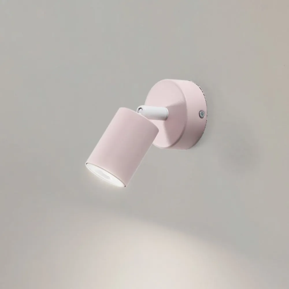 Spotlights ^ TK Lighting Vægspot Livia, lyserød, 13 cm, metal, justerbar, GU10