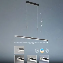 Pendellamper|Pendellamper ^ FISCHER & HONSEL Vitan LED-pendel, sandsort, længde 115 cm, 2-lys, CCT
