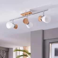 Lindby Loftlamper > Vivica - loftslampe med 3 lys og træelementer
