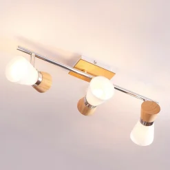 Lindby Loftlamper > Vivica - loftslampe med 3 lys og træelementer