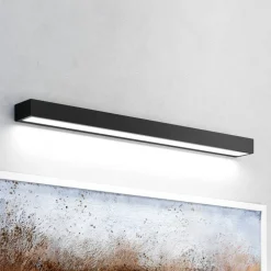 Væg- Og Spejllamper|Væglamper ^ MCJ Vola LED-væglampe til badeværelset, IP44, sort, 4.000 K, bredde 80 cm