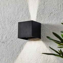 FISCHER & HONSEL Væglamper > Wall udendørs LED-væglampe, kubisk, sort