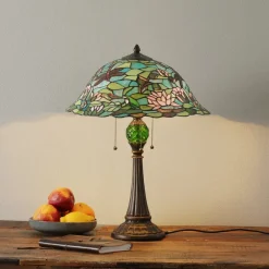 Clayre&Eef Bordlamper > Waterlily fortryllende bordlampe i Tiffany-stil