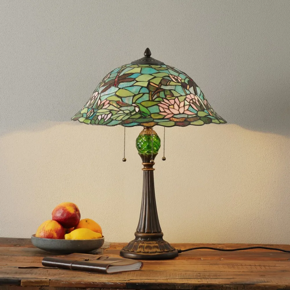 Clayre&Eef Bordlamper > Waterlily fortryllende bordlampe i Tiffany-stil