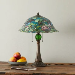 Clayre&Eef Bordlamper > Waterlily fortryllende bordlampe i Tiffany-stil