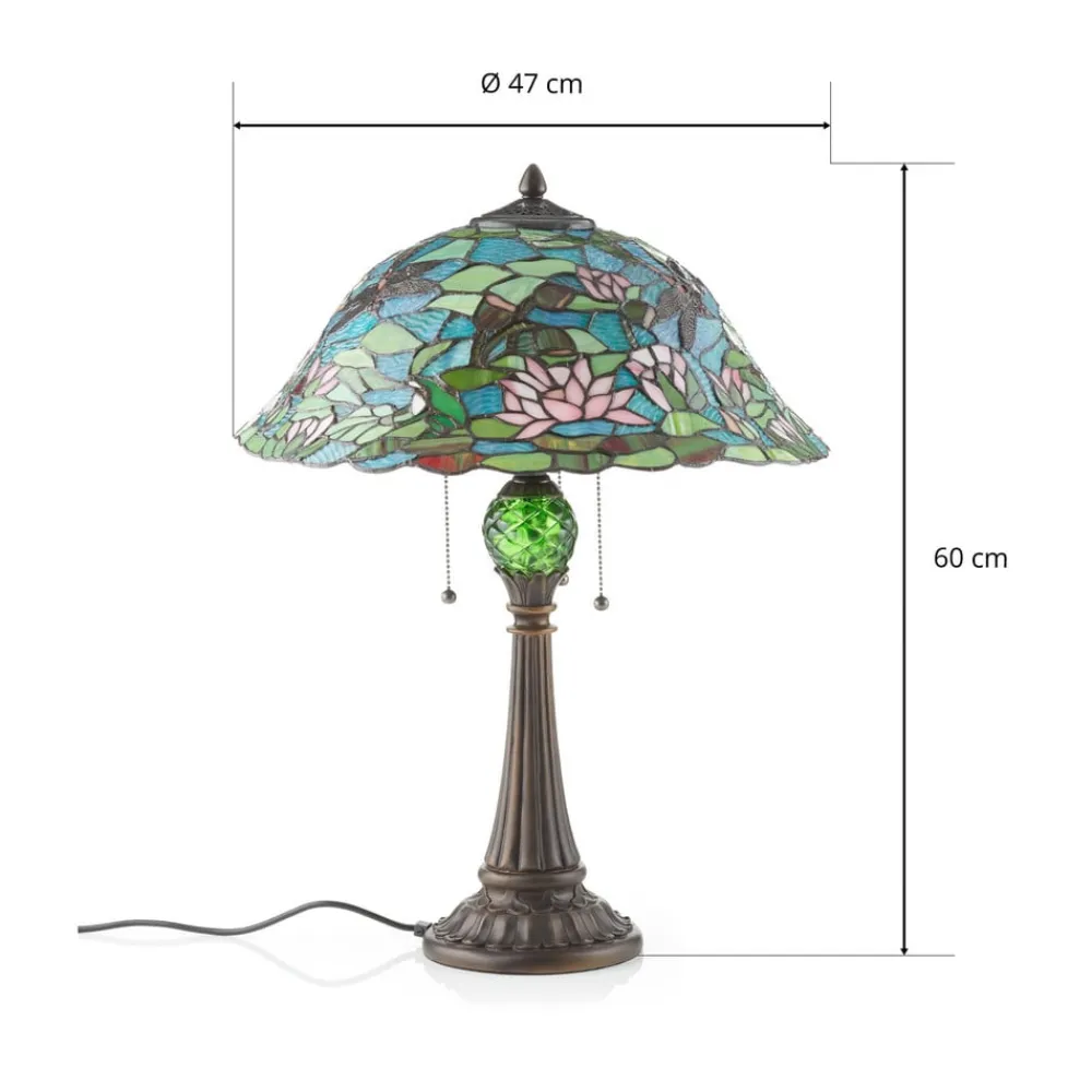 Clayre&Eef Bordlamper > Waterlily fortryllende bordlampe i Tiffany-stil