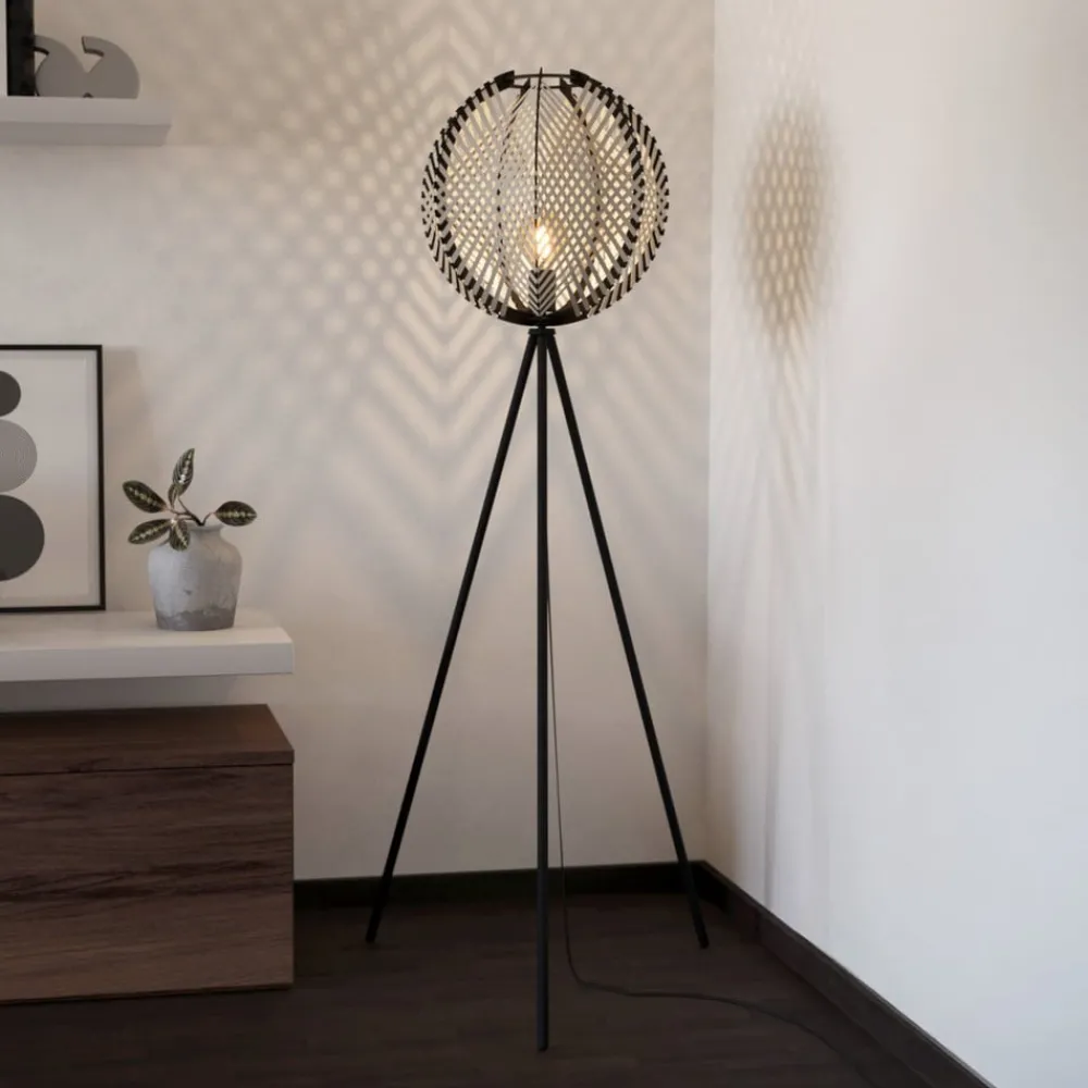 EGLO Gulvlamper > Waverton gulvlampe, sort/hvid, højde 143 cm, stål/stof