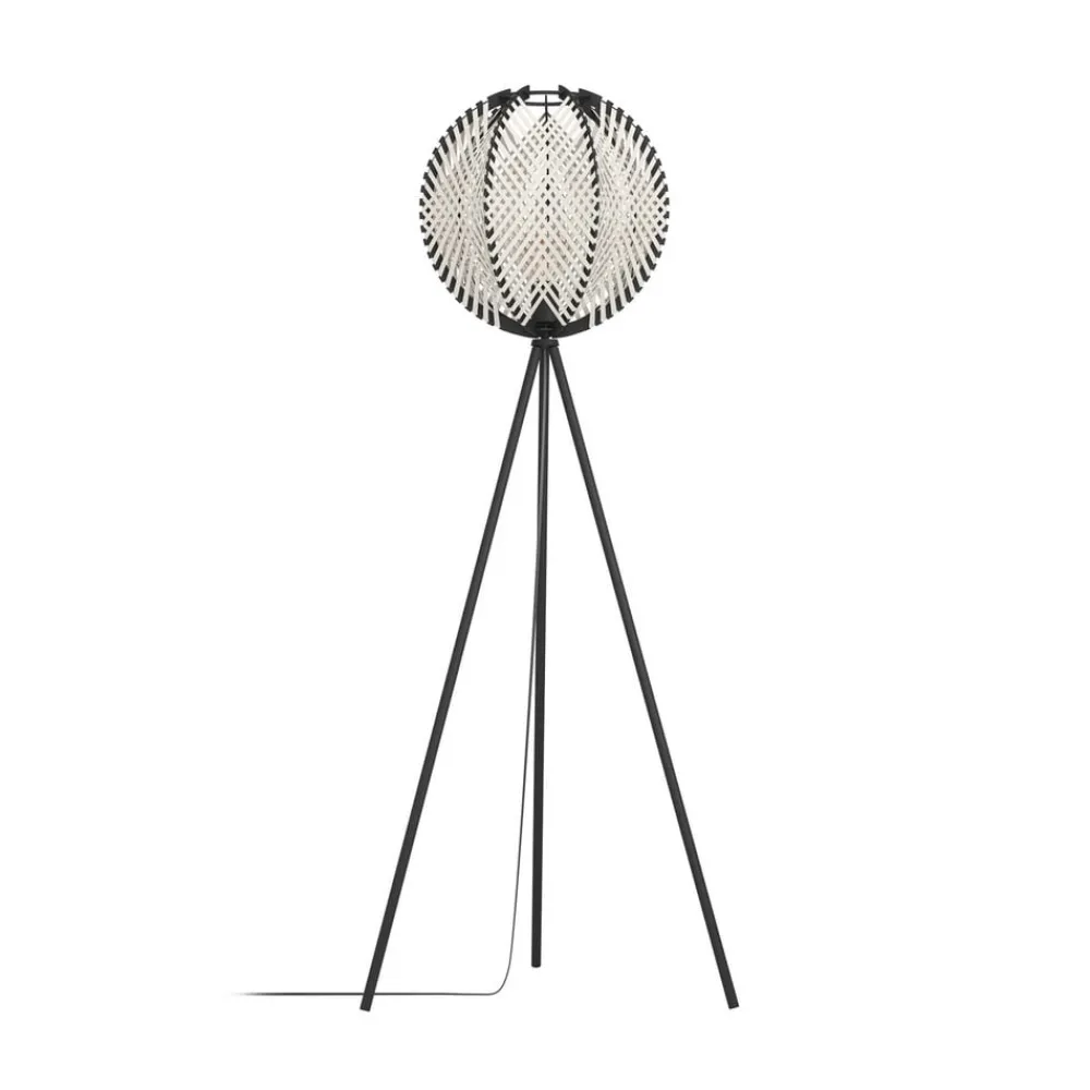 EGLO Gulvlamper > Waverton gulvlampe, sort/hvid, højde 143 cm, stål/stof
