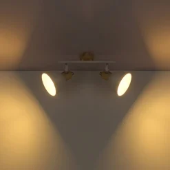 Globo Loftlamper|Spotlights > Wiho loftlampe af metal, hvid/trælook, 2 lyskilder