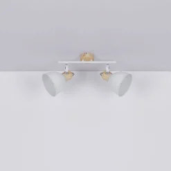 Globo Loftlamper|Spotlights > Wiho loftlampe af metal, hvid/trælook, 2 lyskilder