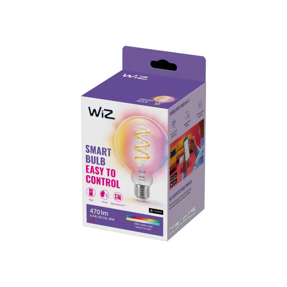 WiZ Dæmpbar Led-Pære|Filament Pære > G95 LED-filamentpære globe WiFi E27 6,3 W RGBW