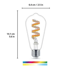 WiZ Dæmpbar Led-Pære|Filament Pære > ST64 LED-filamentpære WiFi E27 6,3 W RGBW