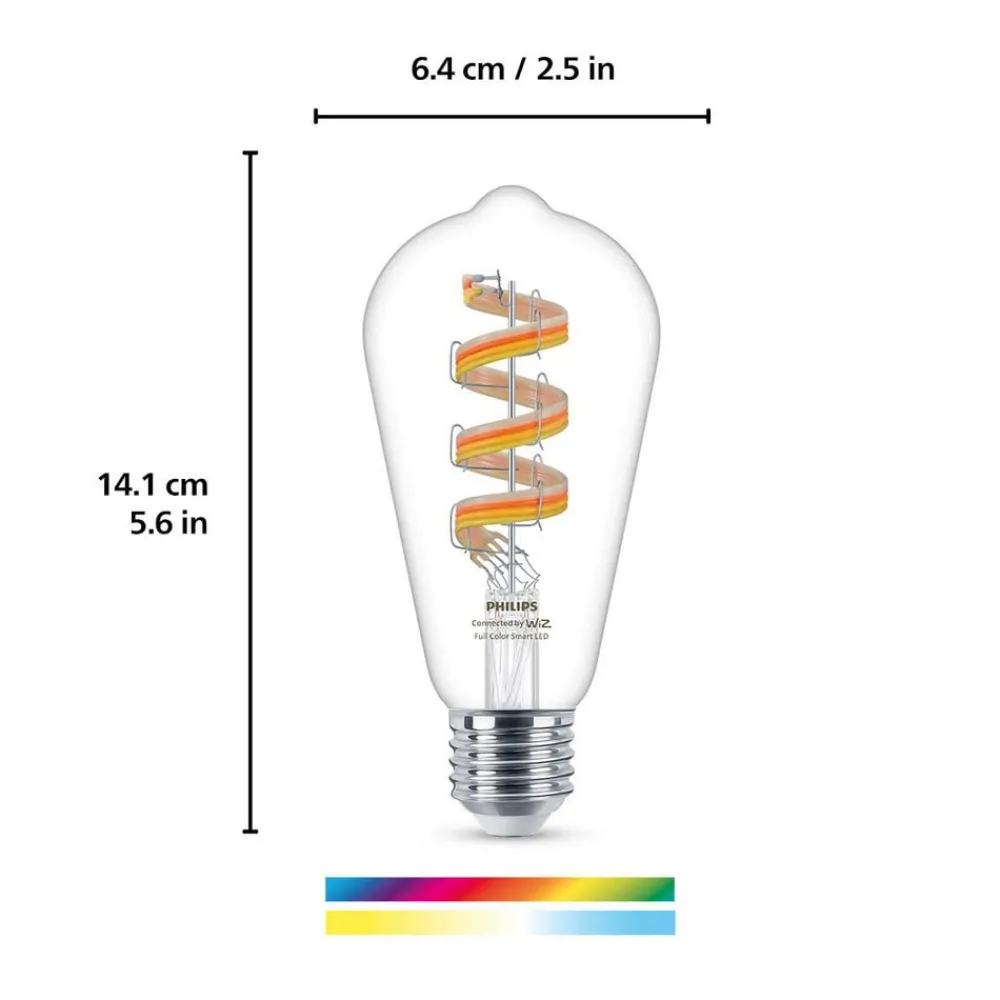 WiZ Dæmpbar Led-Pære|Filament Pære > ST64 LED-filamentpære WiFi E27 6,3 W RGBW