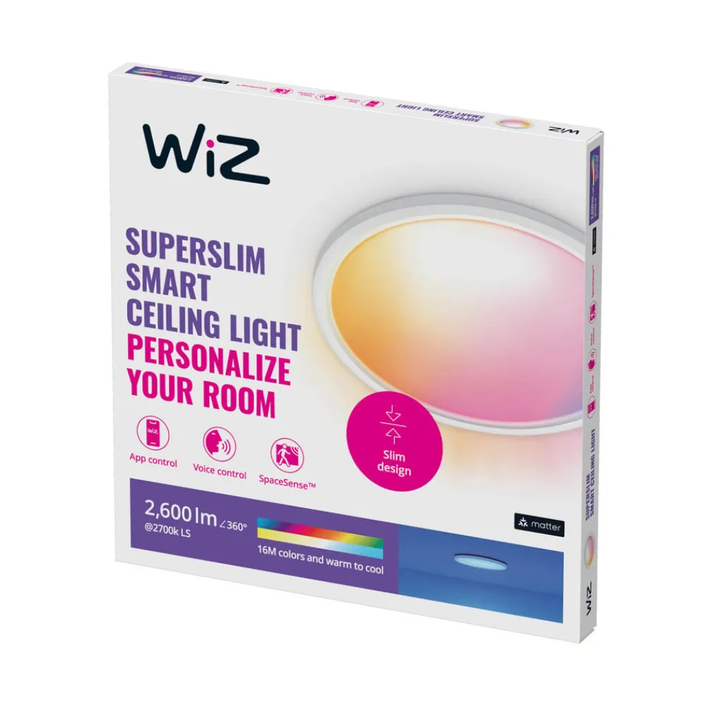 Loftlamper|Loftlamper ^ WiZ SuperSlim LED-loftslampe RGBW Ø42cm hvid