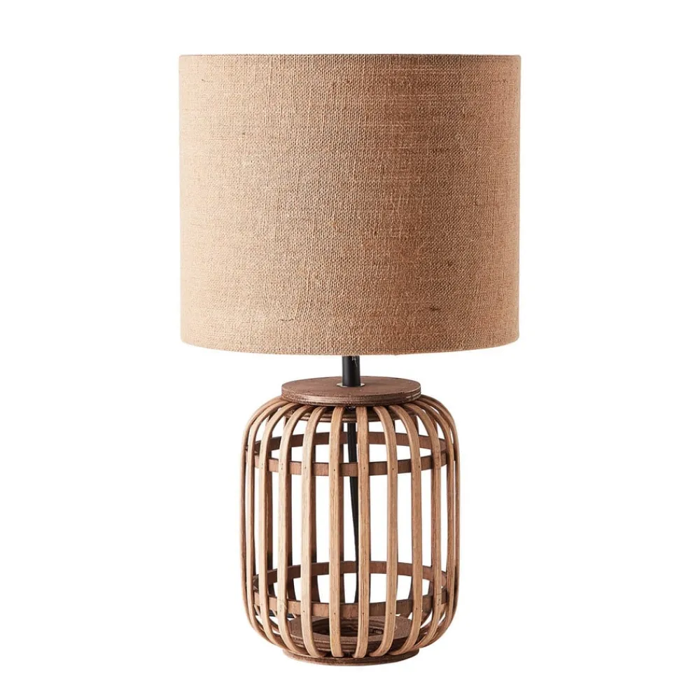 Bordlamper ^ Brilliant Woodrow bordlampe af bambus med stofskærm