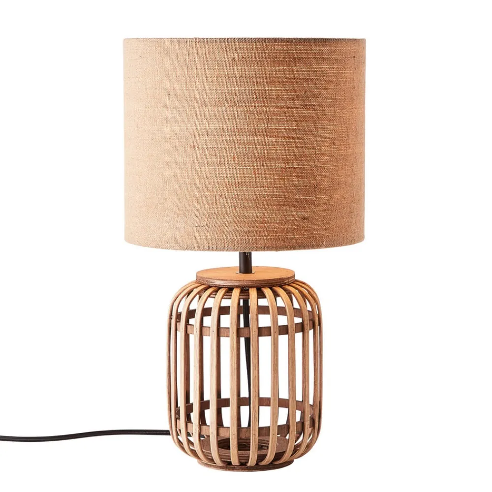 Bordlamper ^ Brilliant Woodrow bordlampe af bambus med stofskærm