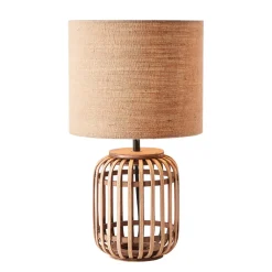 Bordlamper ^ Brilliant Woodrow bordlampe af bambus med stofskærm