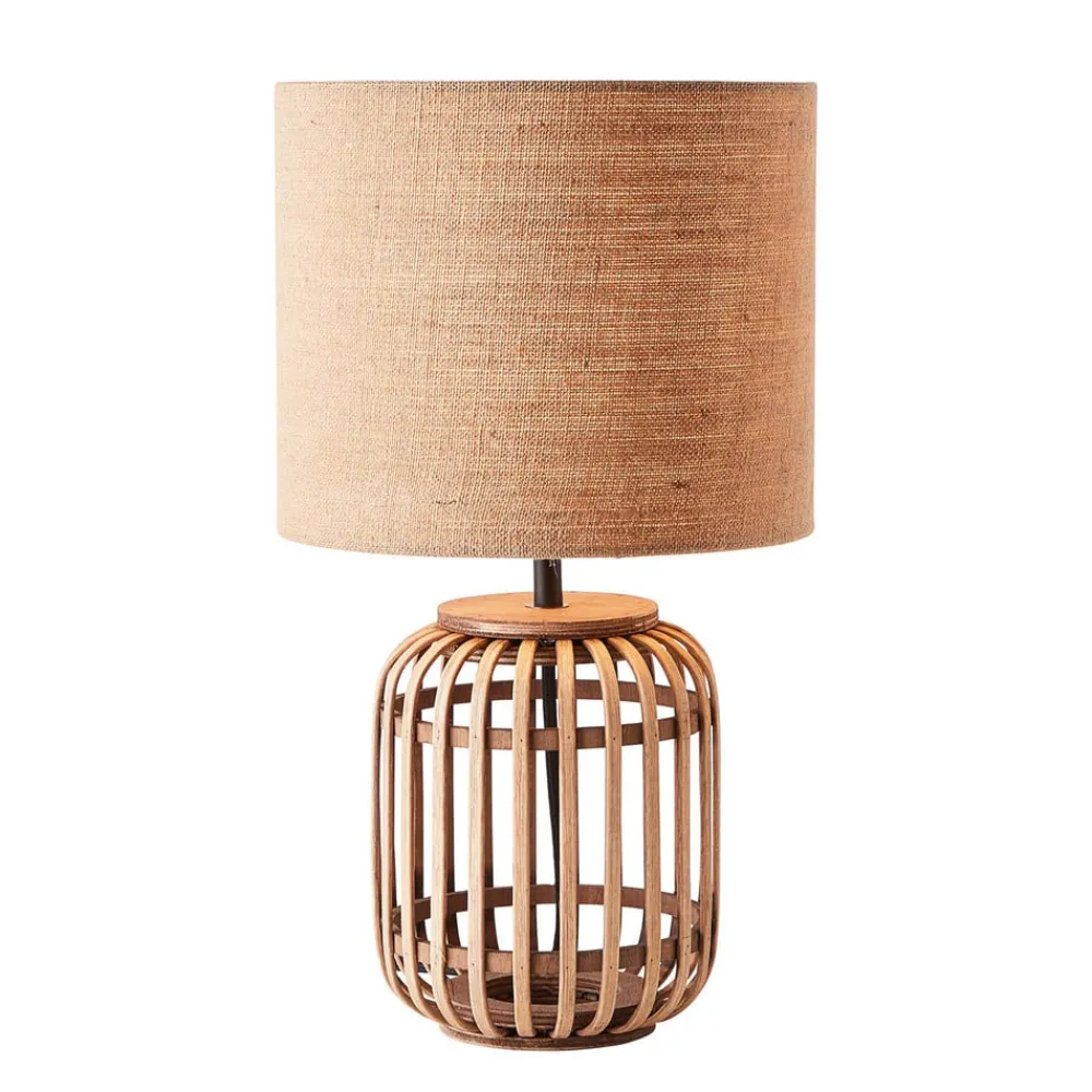 Bordlamper ^ Brilliant Woodrow bordlampe af bambus med stofskærm