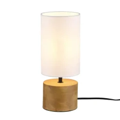 Reality Leuchten Bordlamper > Woody bordlampe, træ/tekstil, cylinder, hvid