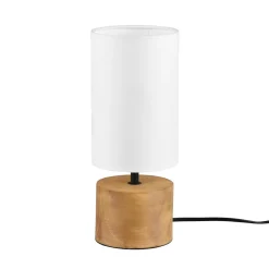 Reality Leuchten Bordlamper > Woody bordlampe, træ/tekstil, cylinder, hvid