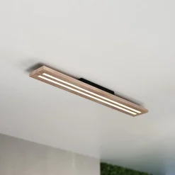 MCJ Loftlamper > Woody LED-loftlampe, længde 80 cm, eg/sort, 3.000 K