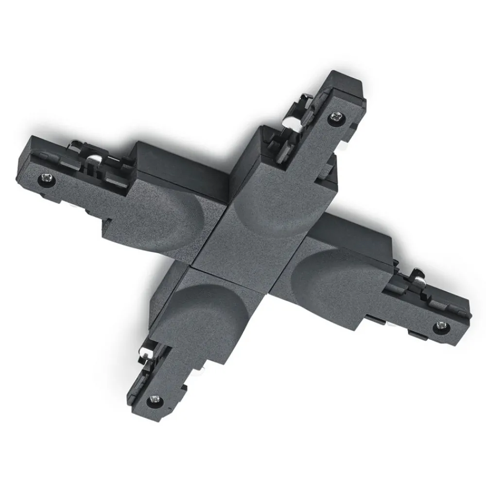 Skinnesystem ^ Trio Lighting X-connector DUOline 2-fase skinne, sort mat