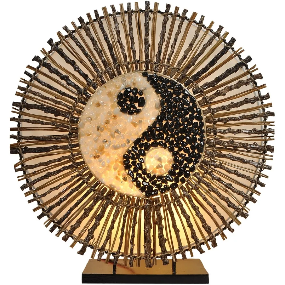 Woru Bordlamper > Ying Yang Batur bordlampe, rund, 40 cm, brun
