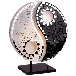 Woru Bordlamper > Ying Yang bordlampe, mosaikspejlsten, sort