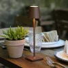 Zafferano Dekorationsbelysning|Terrassebelysning > LED-batteridrevet bordlampe Poldina micro, rustbrun, IP65