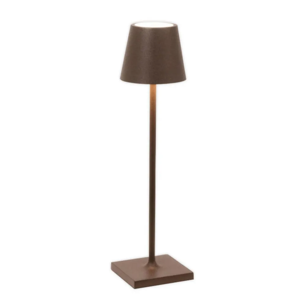 Zafferano Dekorationsbelysning|Terrassebelysning > LED-batteridrevet bordlampe Poldina micro, rustbrun, IP65