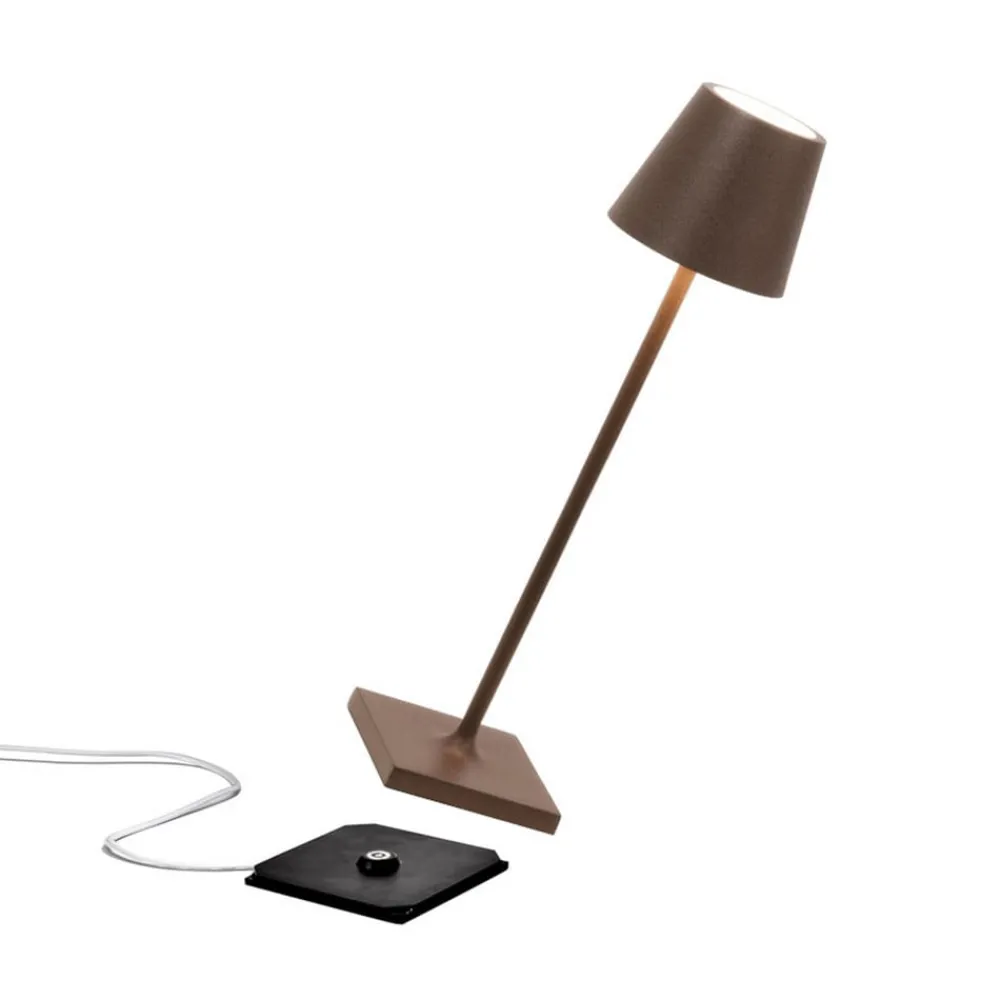 Zafferano Dekorationsbelysning|Terrassebelysning > LED-batteridrevet bordlampe Poldina micro, rustbrun, IP65