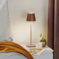 Zafferano Dekorationsbelysning|Terrassebelysning > Poldina LED-bordlampe med genopladeligt batteri, mat, brun