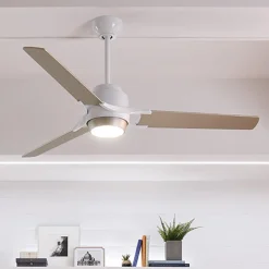 KICHLER Loftventilatorer > Zeus LED-loftventilator, med tre vinger, hvid-sølv