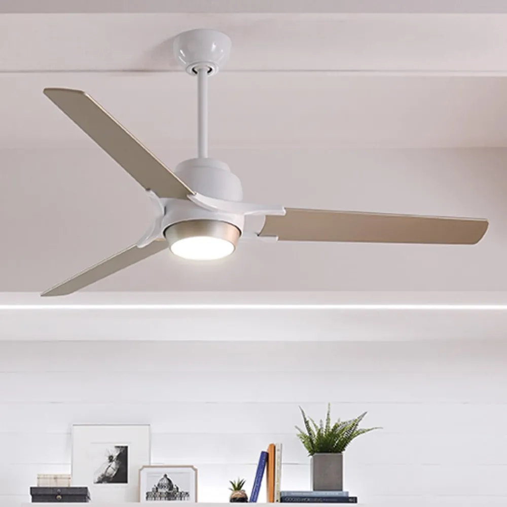 KICHLER Loftventilatorer > Zeus LED-loftventilator, med tre vinger, hvid-sølv