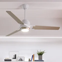 KICHLER Loftventilatorer > Zeus LED-loftventilator, med tre vinger, hvid-sølv