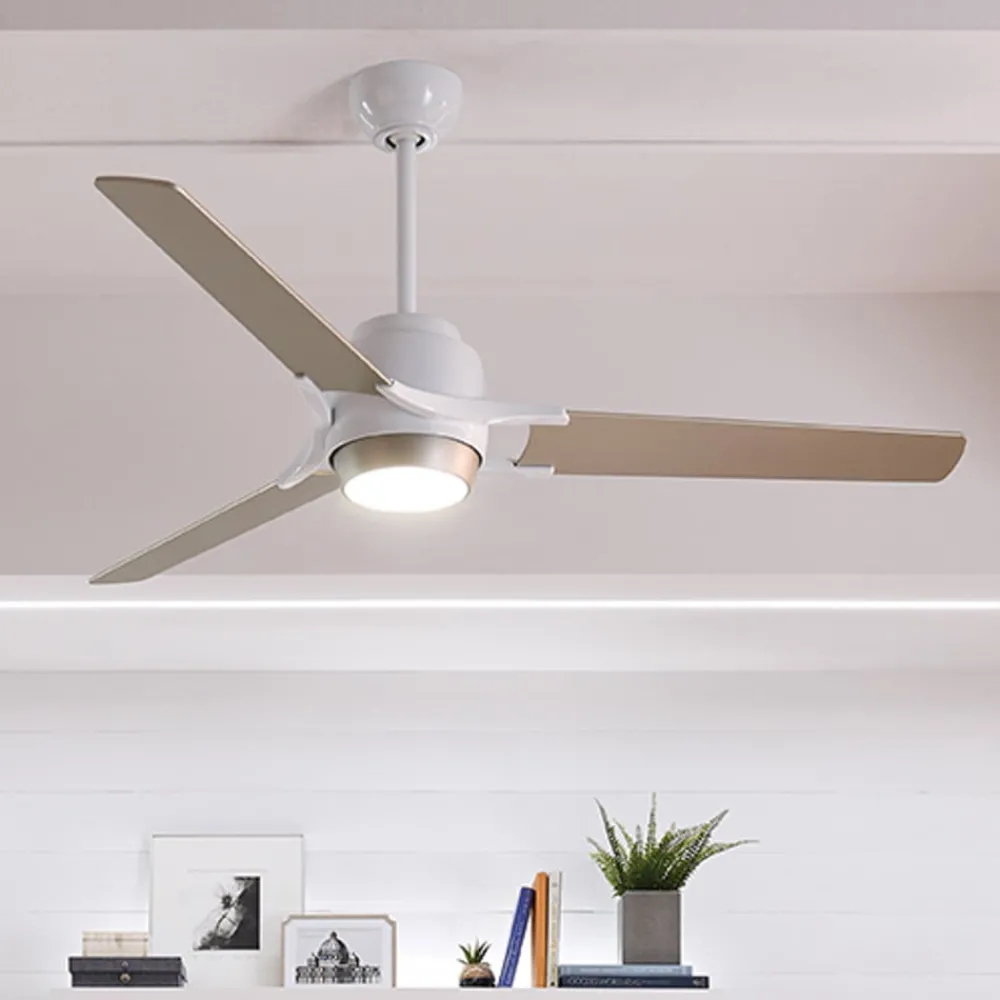 KICHLER Loftventilatorer > Zeus LED-loftventilator, med tre vinger, hvid-sølv