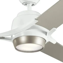 KICHLER Loftventilatorer > Zeus LED-loftventilator, med tre vinger, hvid-sølv