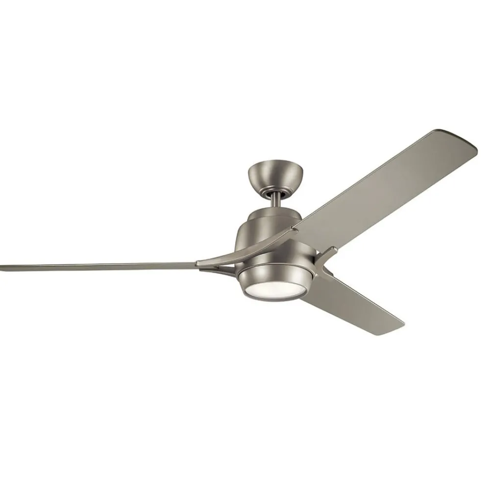KICHLER Loftventilatorer > Zeus LED-loftventilator, tre blade, børstet nikkel