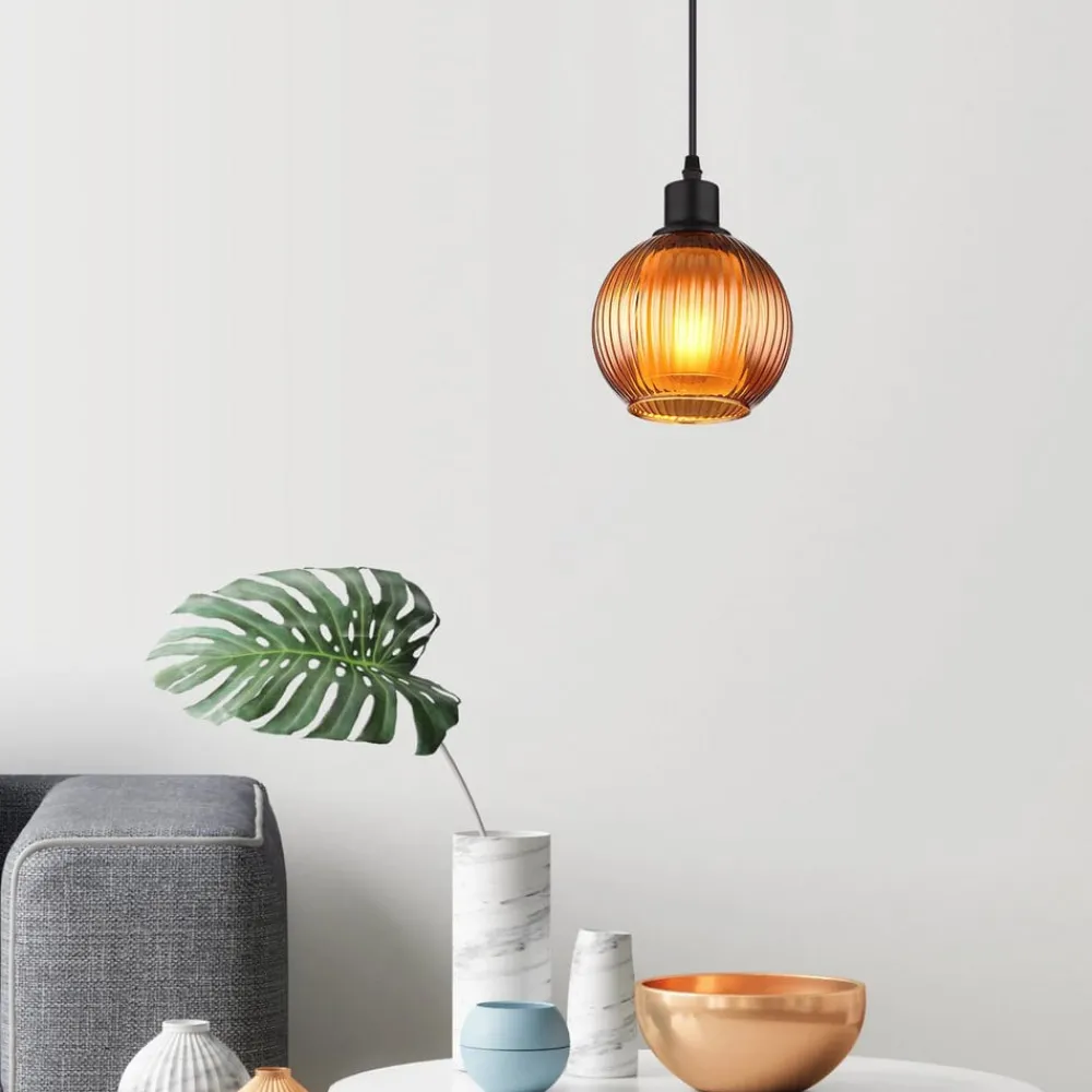 Globo Pendellamper > Zumba-pendel, bronzefarvet, Ø 15 cm, glas