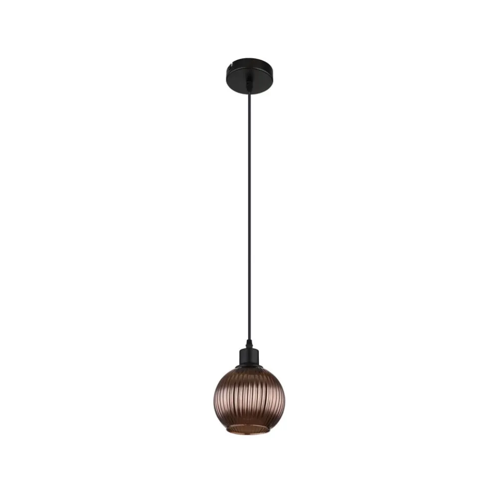 Globo Pendellamper > Zumba-pendel, bronzefarvet, Ø 15 cm, glas