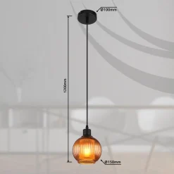 Globo Pendellamper > Zumba-pendel, bronzefarvet, Ø 15 cm, glas