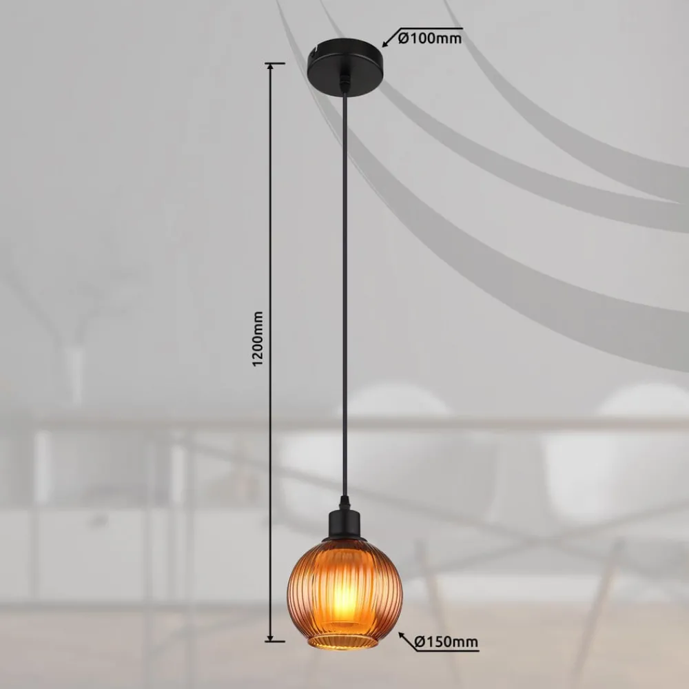 Globo Pendellamper > Zumba-pendel, bronzefarvet, Ø 15 cm, glas